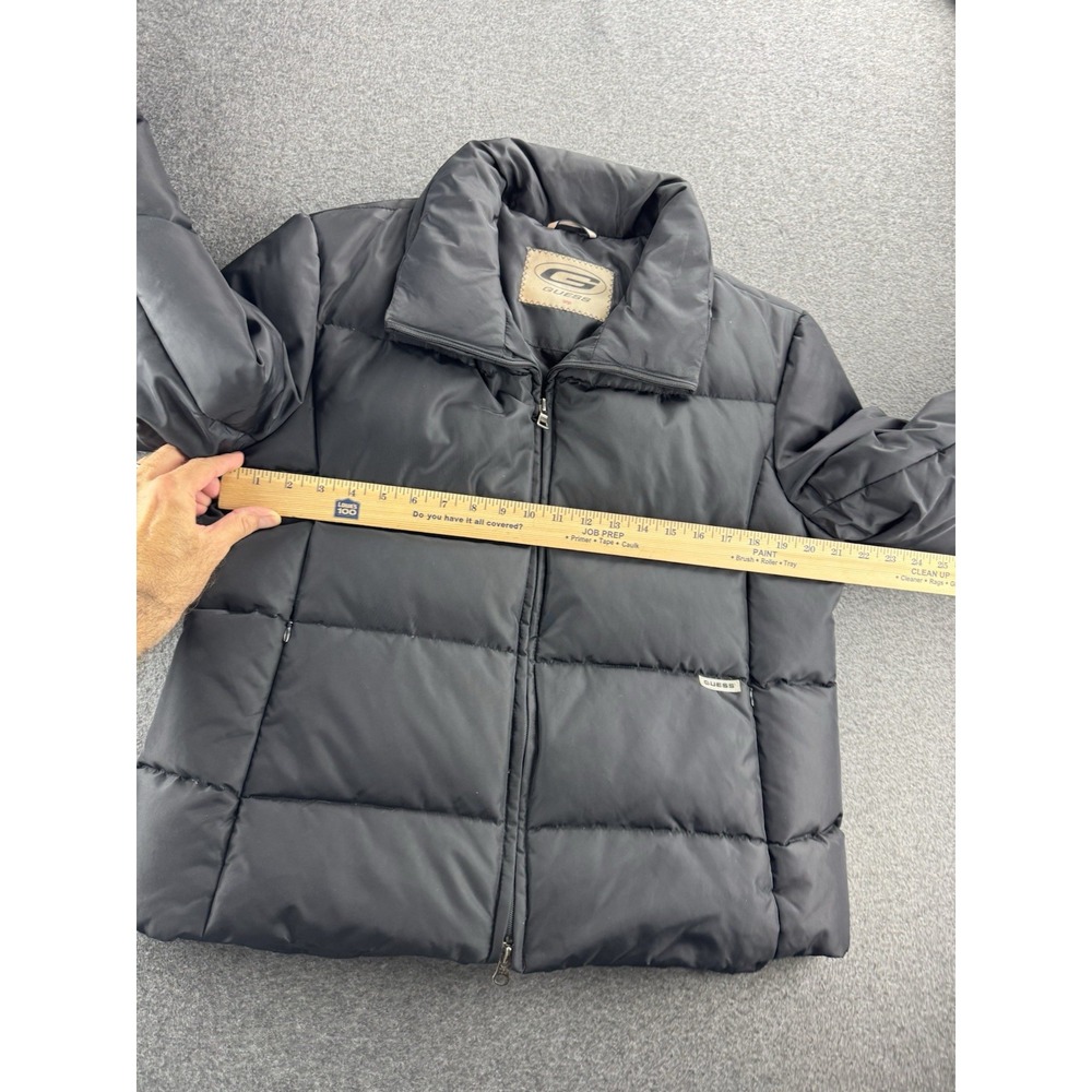 Guess Jacket Womens Size Large Black Quilted Puffer Down Coat Hidden Hoodie Ski‎ - Picture 5 of 16